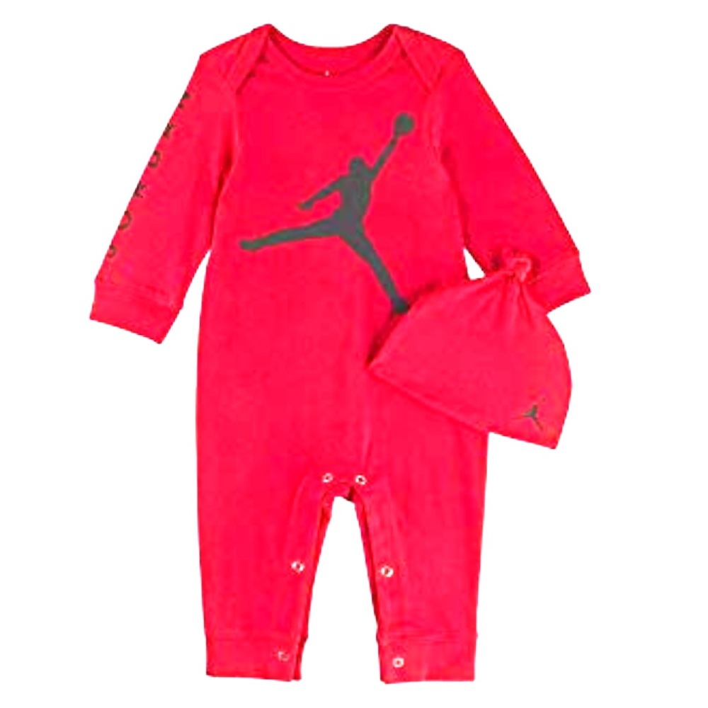Jordan long sleeve romper red (24 months w/hat)